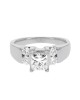 GIA Square Brilliant Diamond Round Diamond European Shank Engagement Ring